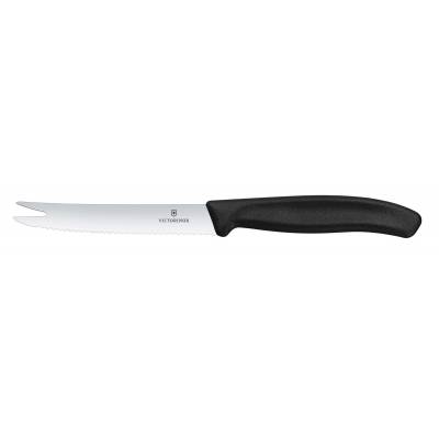 Victorinox Swiss Classic Nóż do sera i kiełbasy, ostrze ząbkowane, 110mm, czarny - 6.7863 - Fine Dine